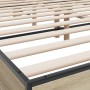 Estructura cama madera ingeniería metal roble Sonoma 160x200 cm de vidaXL, Camas y somieres - Ref: Foro24-3280183, Precio: 14...