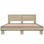 Estructura cama madera ingeniería metal roble Sonoma 150x200 cm de vidaXL, Camas y somieres - Ref: Foro24-3280143, Precio: 14...