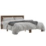 Estructura cama madera ingeniería metal marrón roble 160x200 cm de vidaXL, Camas y somieres - Ref: Foro24-3280141, Precio: 15...