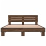 Estructura cama madera ingeniería metal marrón roble 160x200 cm de vidaXL, Camas y somieres - Ref: Foro24-3280141, Precio: 15...