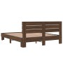 Estructura cama madera ingeniería metal marrón roble 160x200 cm de vidaXL, Camas y somieres - Ref: Foro24-3280141, Precio: 15...