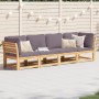 Set de muebles de jardín 4 pzs y cojines madera maciza acacia de vidaXL, Sofás modulares de exterior - Ref: Foro24-3214315, P...
