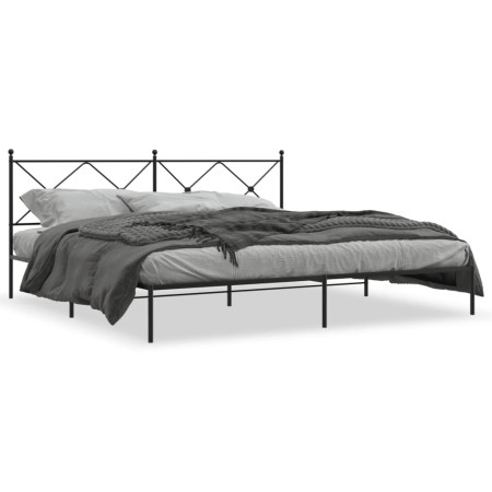 Estructura de cama con cabecero metal negro 200x200 cm de vidaXL, Camas y somieres - Ref: Foro24-376509, Precio: 127,12 €, De...