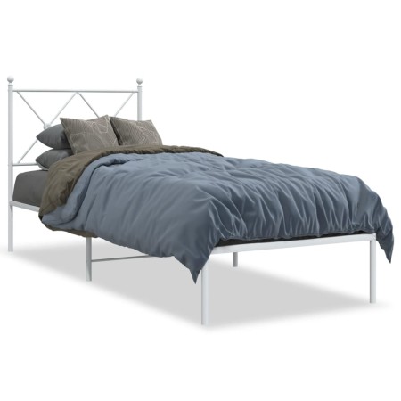 Estructura de cama de metal con cabecero blanco 80x200 cm de vidaXL, Camas y somieres - Ref: Foro24-376542, Precio: 60,54 €, ...