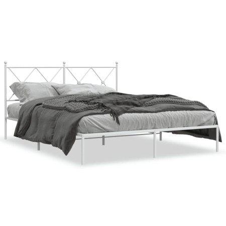 Estructura de cama con cabecero metal blanca 160x200 cm de vidaXL, Camas y somieres - Ref: Foro24-376554, Precio: 119,25 €, D...