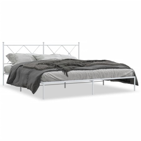 Estructura de cama de metal con cabecero blanco 183x213 cm de vidaXL, Camas y somieres - Ref: Foro24-376556, Precio: 105,40 €...