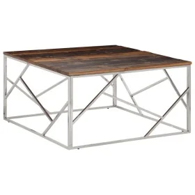 Mesa de centro acero inoxidable madera maciza traviesa plateado de vidaXL, Mesas de centro - Ref: Foro24-349957, Precio: 136,...