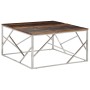 Mesa de centro acero inoxidable madera maciza traviesa plateado de vidaXL, Mesas de centro - Ref: Foro24-349957, Precio: 137,...