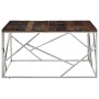 Mesa de centro acero inoxidable madera maciza traviesa plateado de vidaXL, Mesas de centro - Ref: Foro24-349957, Precio: 137,...