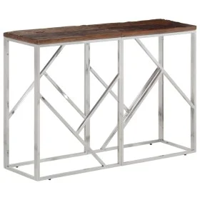 Console table stainless steel solid wood silver by vidaXL, Side tables - Ref: Foro24-349997, Price: 92,07 €, Discount: %