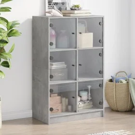 Hohes Sideboard mit betongrauen Holztüren 68x37x109 cm von vidaXL, Sideboards - Ref: Foro24-3295853, Preis: 111,77 €, Rabatt: %