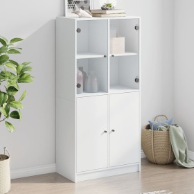 Aparador alto con puertas madera ingeniería blanco 68x37x142 cm de vidaXL, Aparadores - Ref: Foro24-3295864, Precio: 120,46 €...