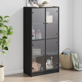 Aparador alto con puertas madera ingeniería negro 68x37x142 cm de vidaXL, Aparadores - Ref: Foro24-3295858, Precio: 127,90 €,...