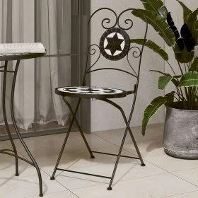 Sillas de bistró plegables 2 uds cerámica negro y blanco de vidaXL, Sillas de jardín - Ref: Foro24-4003405, Precio: 139,16 €,...