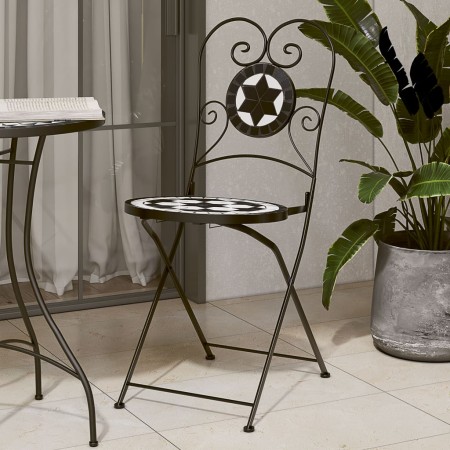 Sillas de bistró plegables 2 uds cerámica negro y blanco de vidaXL, Sillas de jardín - Ref: Foro24-4003405, Precio: 141,57 €,...