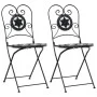Sillas de bistró plegables 2 uds cerámica negro y blanco de vidaXL, Sillas de jardín - Ref: Foro24-4003405, Precio: 139,16 €,...