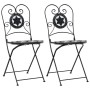 Sillas de bistró plegables 2 uds cerámica negro y blanco de vidaXL, Sillas de jardín - Ref: Foro24-4003405, Precio: 141,57 €,...