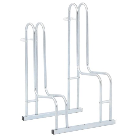 Soporte para 2 bicicletas suelo independiente acero galvanizado de vidaXL, Bases y soportes para almacenar bicicletas - Ref: ...