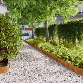 Bordes de césped acero corten flexible 10 piezas 15x103 cm de vidaXL, Recortadoras de césped - Ref: Foro24-821892, Precio: 65...