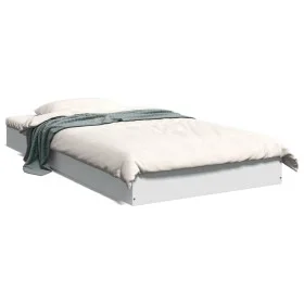 White engineered wood bed frame 90x190 cm by vidaXL, Beds and slatted bases - Ref: Foro24-842070, Price: 75,42 €, Discount: %