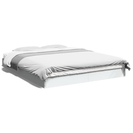 Estructura de cama madera de ingeniería blanca 160x200 cm de vidaXL, Camas y somieres - Ref: Foro24-842007, Precio: 108,40 €,...