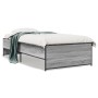 Estructura cama madera ingeniería metal gris Sonoma 75x190 cm de vidaXL, Camas y somieres - Ref: Foro24-845254, Precio: 89,08...