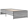 Estructura cama madera ingeniería metal gris Sonoma 75x190 cm de vidaXL, Camas y somieres - Ref: Foro24-845254, Precio: 89,08...