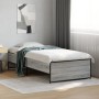 Estructura cama madera ingeniería metal gris Sonoma 75x190 cm de vidaXL, Camas y somieres - Ref: Foro24-845254, Precio: 89,08...