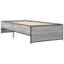 Estructura cama madera ingeniería metal gris Sonoma 75x190 cm de vidaXL, Camas y somieres - Ref: Foro24-845254, Precio: 89,08...