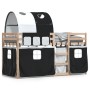 Litera con cortinas madera maciza pino blanco y negro 90x190 cm de vidaXL, Camas y somieres - Ref: Foro24-3283994, Precio: 22...