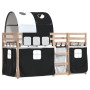 Litera con cortinas madera maciza pino blanco y negro 90x190 cm de vidaXL, Camas y somieres - Ref: Foro24-3283994, Precio: 22...