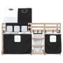 Litera con cortinas madera maciza pino blanco y negro 90x190 cm de vidaXL, Camas y somieres - Ref: Foro24-3283994, Precio: 22...