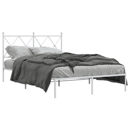Estructura de cama de metal con cabecero blanca 120x200 cm de vidaXL, Camas y somieres - Ref: Foro24-376549, Precio: 109,21 €...