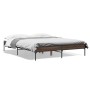 Estructura cama madera ingeniería metal marrón roble 140x200 cm de vidaXL, Camas y somieres - Ref: Foro24-845020, Precio: 111...