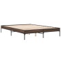 Estructura cama madera ingeniería metal marrón roble 140x200 cm de vidaXL, Camas y somieres - Ref: Foro24-845020, Precio: 111...