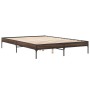 Estructura cama madera ingeniería metal marrón roble 140x200 cm de vidaXL, Camas y somieres - Ref: Foro24-845020, Precio: 111...