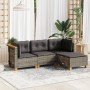 Set de sofás de jardín 4 pzas y cojines ratán sintético gris de vidaXL, Conjuntos de jardín - Ref: Foro24-3261780, Precio: 28...
