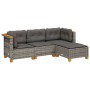 Set de sofás de jardín 4 pzas y cojines ratán sintético gris de vidaXL, Conjuntos de jardín - Ref: Foro24-3261780, Precio: 28...