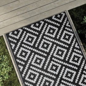 Alfombra de exterior PP blanco y negro 120x180 cm de vidaXL, Protectores para exterior - Ref: Foro24-368572, Precio: 27,20 €,...