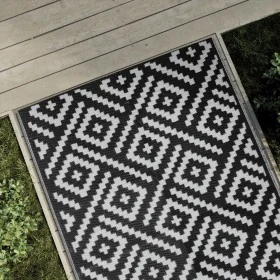 Alfombra de exterior PP blanco y negro 120x180 cm de vidaXL, Protectores para exterior - Ref: Foro24-368572, Precio: 26,69 €,...
