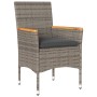 Set de comedor jardín 9 pzas con cojines ratán PE acacia gris de vidaXL, Conjuntos de jardín - Ref: Foro24-3278638, Precio: 7...