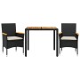 Set de comedor jardín 3 pzas con cojines ratán PE acacia negro de vidaXL, Conjuntos de jardín - Ref: Foro24-3278627, Precio: ...