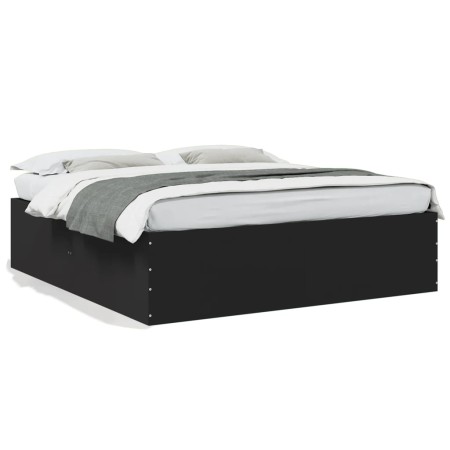 Estructura de cama madera de ingeniería negra 180x200 cm de vidaXL, Camas y somieres - Ref: Foro24-3280903, Precio: 168,43 €,...