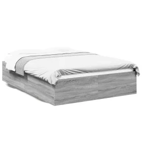 Estructura de cama madera de ingeniería gris Sonoma 135x190 cm de vidaXL, Camas y somieres - Ref: Foro24-3281040, Precio: 119...