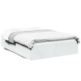 Estructura de cama madera de ingeniería blanca 135x190 cm de vidaXL, Camas y somieres - Ref: Foro24-3281035, Precio: 122,19 €...
