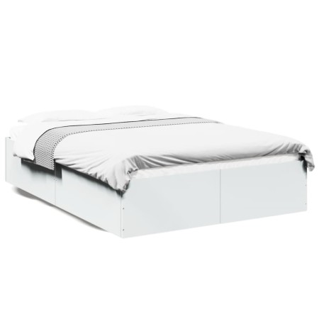 Estructura de cama madera de ingeniería blanca 135x190 cm de vidaXL, Camas y somieres - Ref: Foro24-3281035, Precio: 123,88 €...