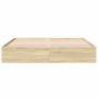 Estructura de cama madera de ingeniería roble Sonoma 200x200 cm de vidaXL, Camas y somieres - Ref: Foro24-3280988, Precio: 14...
