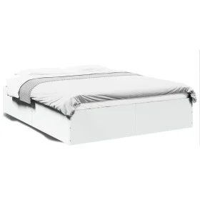 White engineered wood bed frame 160x200 cm by vidaXL, Beds and slatted bases - Ref: Foro24-3281000, Price: 131,18 €, Discount: %