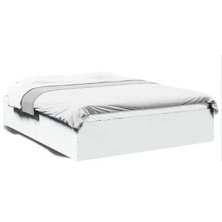 Estructura de cama madera de ingeniería blanca 160x200 cm de vidaXL, Camas y somieres - Ref: Foro24-3281000, Precio: 132,75 €...
