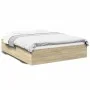 Sonoma oak engineered wood bed frame 160x200 cm by vidaXL, Beds and slatted bases - Ref: Foro24-3281002, Price: 126,97 €, Dis...